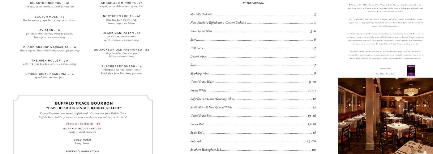 Ebbitt Room Menu