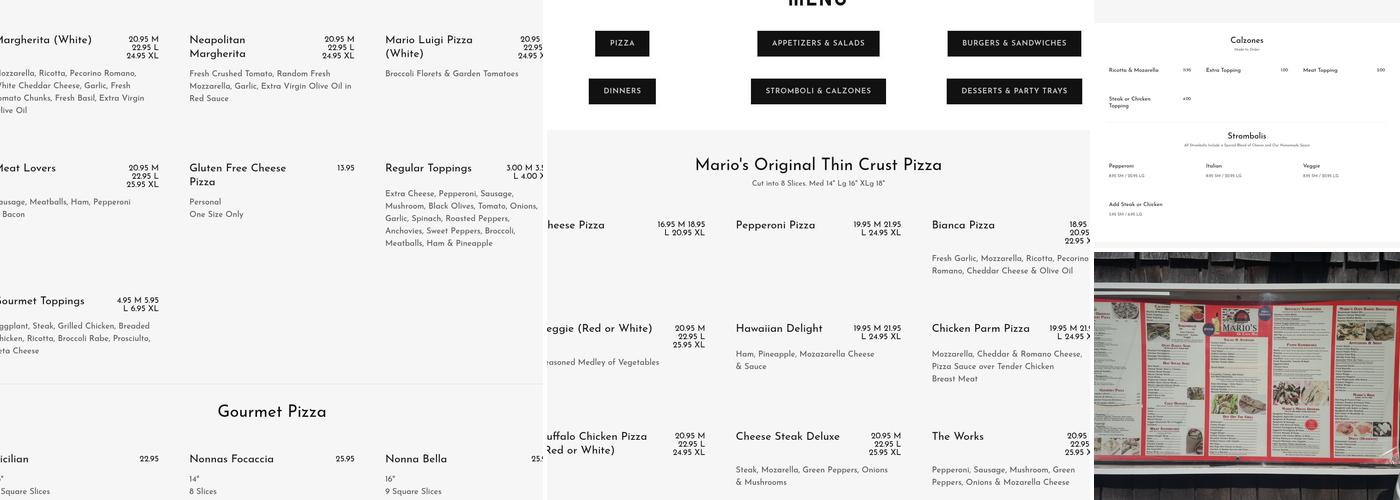 Mario's Pizza And Italian Eatery Menu