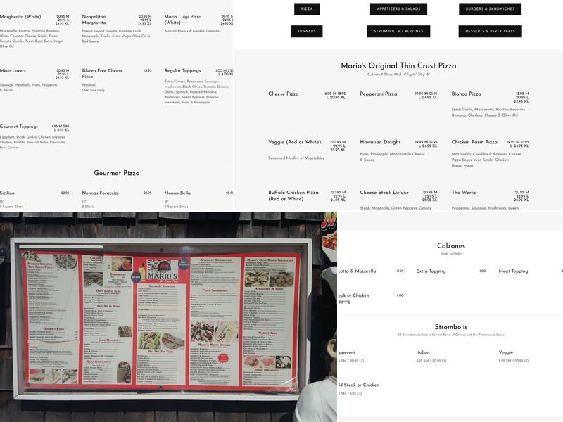 Mario's Pizza And Italian Eatery Menu