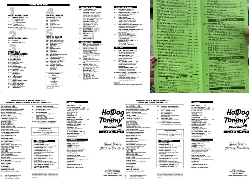 Hot Dog Tommy's Menu