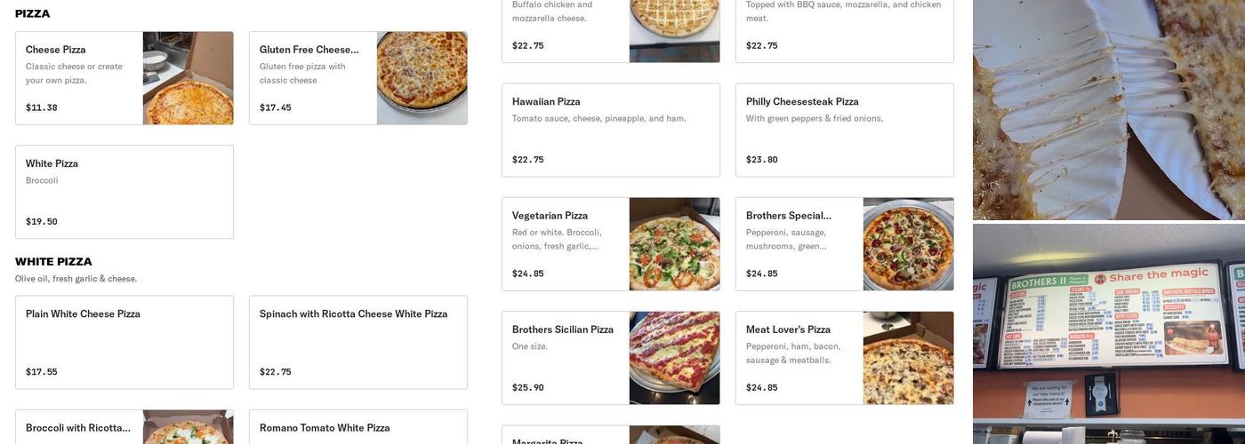 Brother's Pizza II Cape May Menu