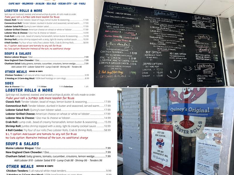 Quincy's Original Lobster Rolls Menu