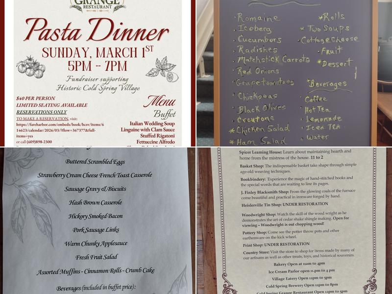 Cold Spring Grange Restaurant Menu