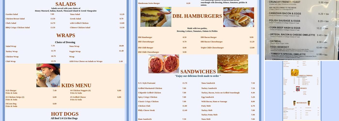 Tomboy's Famous Chiliburgers Menu