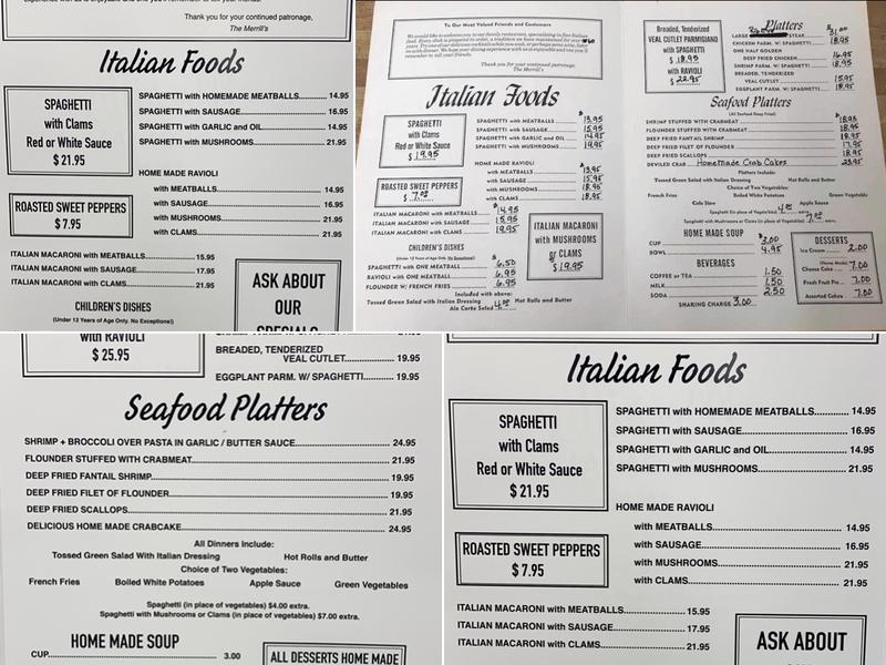 Merrill's Colonial Inn Menu