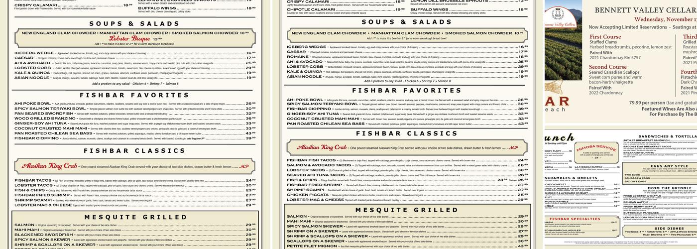 FISHBAR Menu