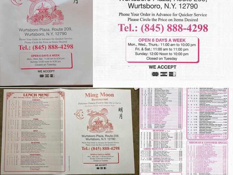 Ming Moon Menu