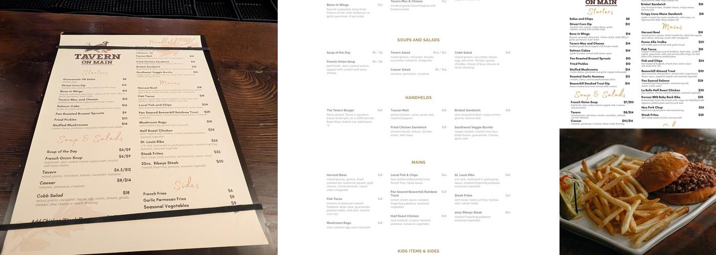 Tavern on Main Menu