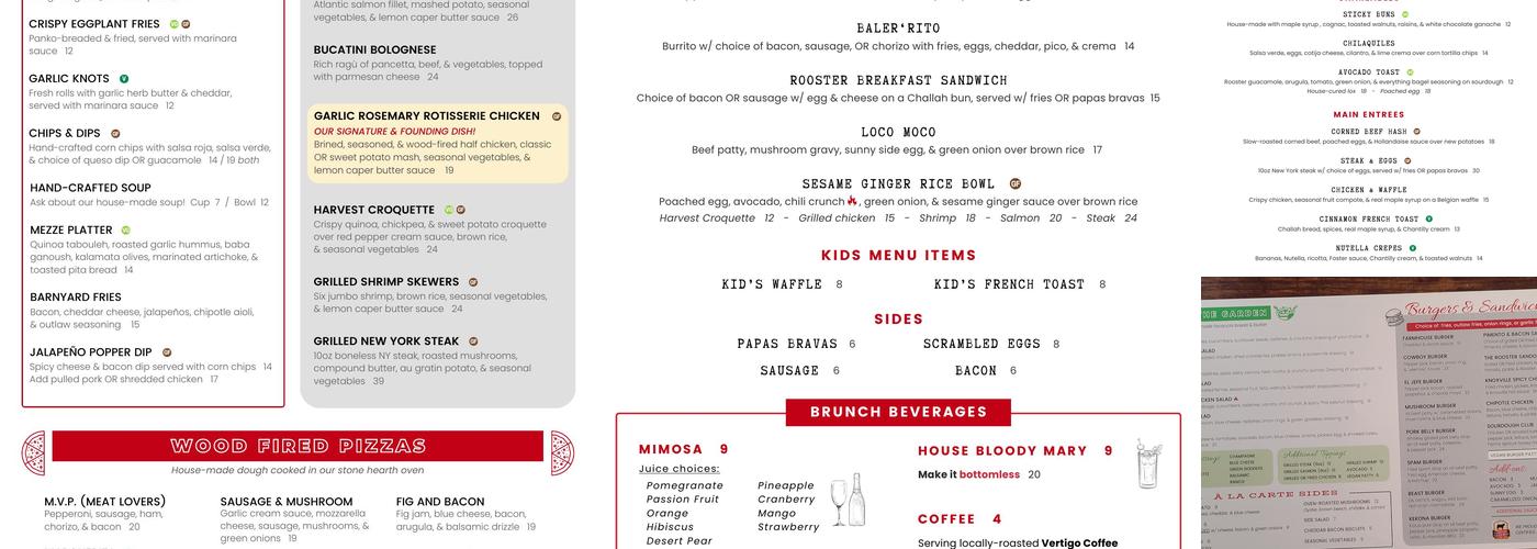 Running Rooster Menu