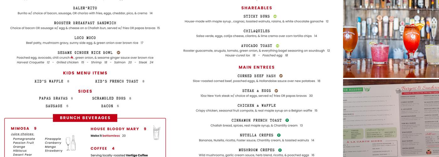 Running Rooster Menu