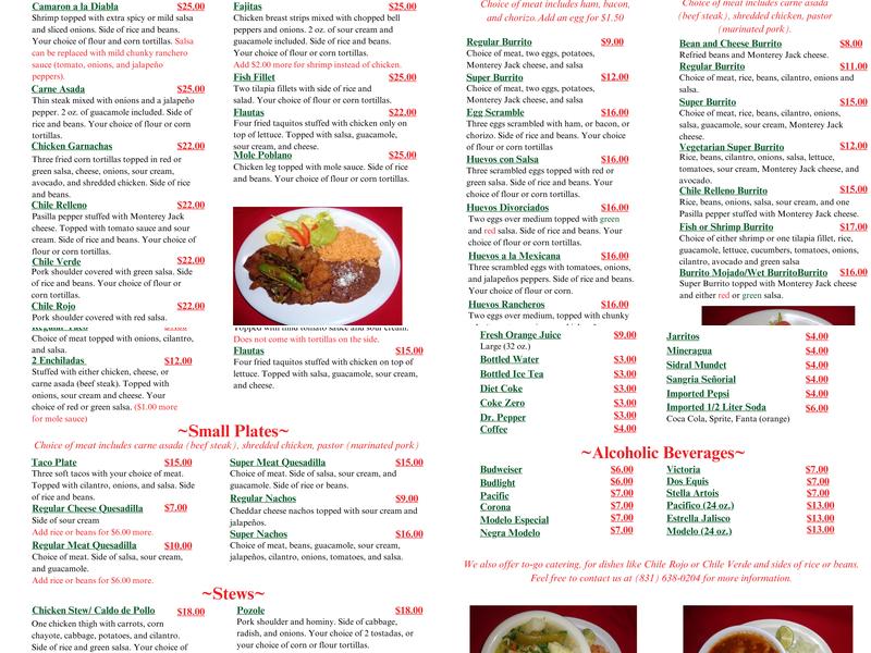 El Epazote Restaurant Menu