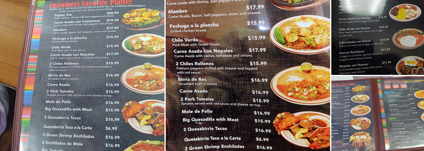 El Rinconcito Authentic Mexican Food Menu