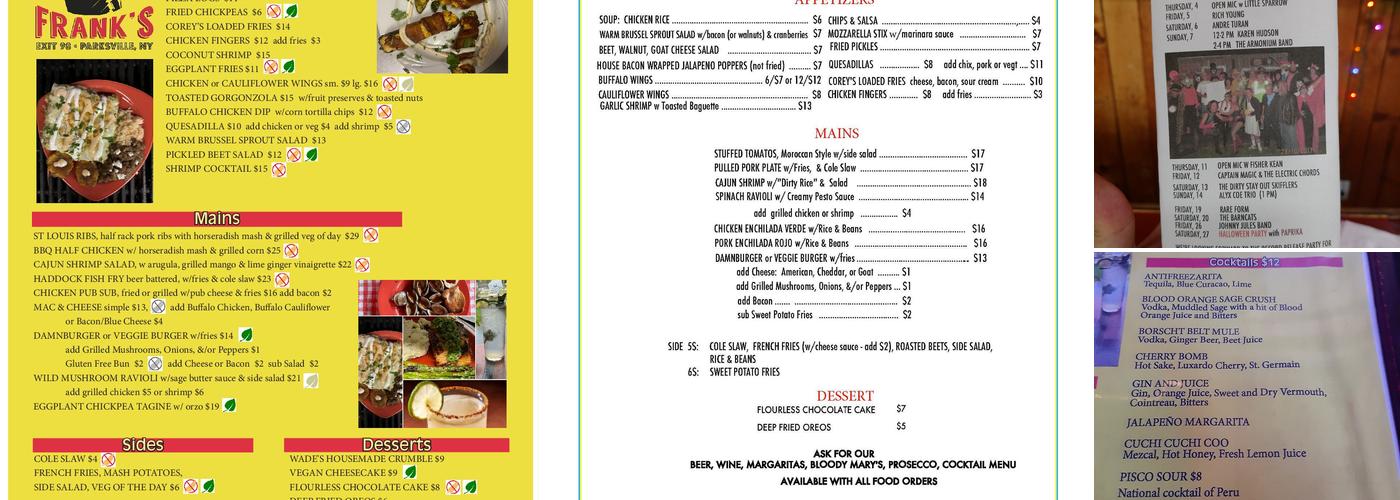 Cabernet Franks Menu