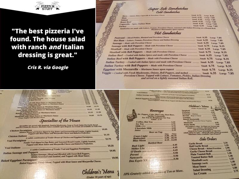 Pizza 'N Stuff Menu