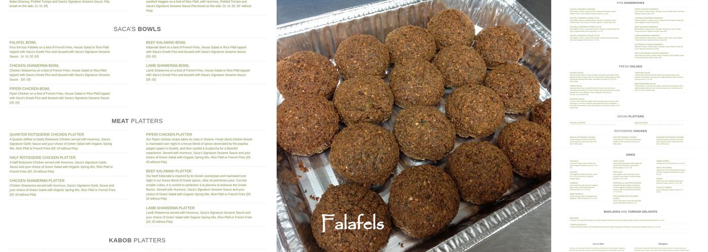 Saca's Mediterranean Cuisine Menu