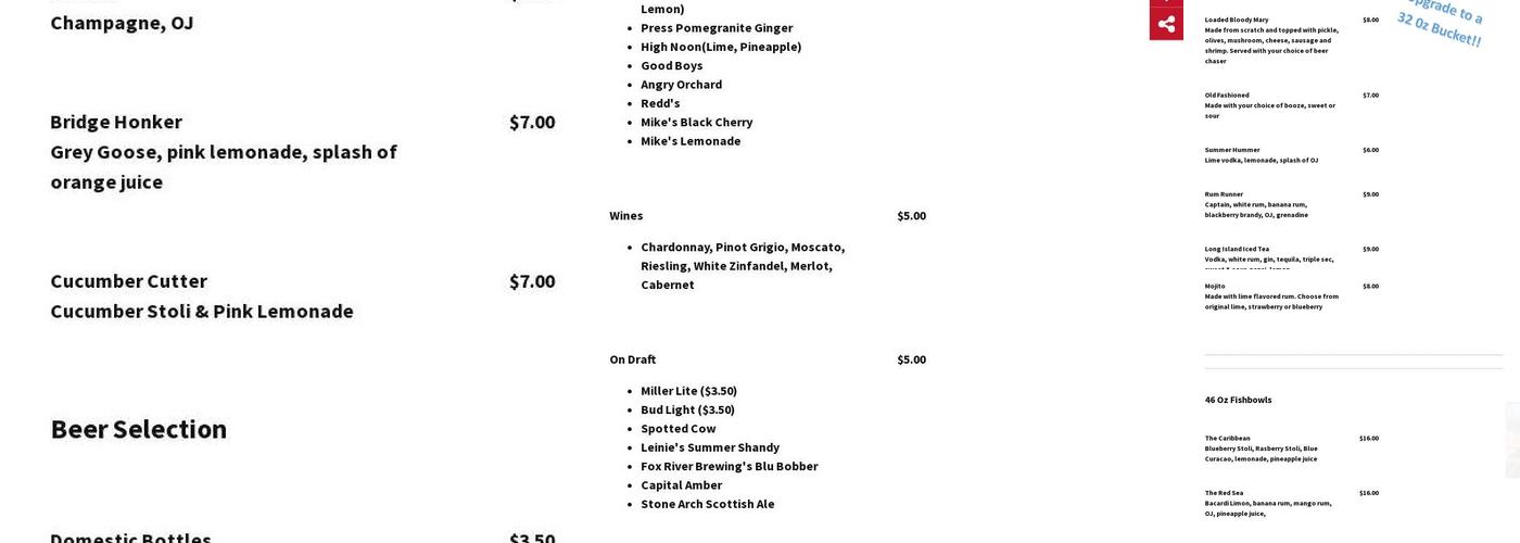 Bridge Bar & Restaurant Menu