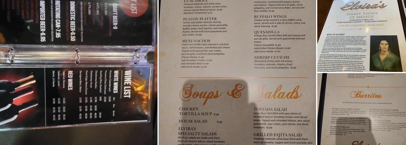 Elvira's Grill Menu