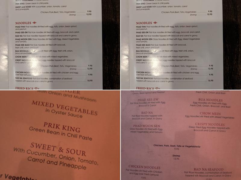 Bua Thai Cuisine Menu