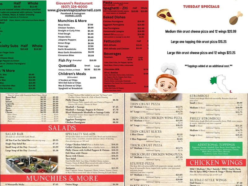 Giovanni's Menu