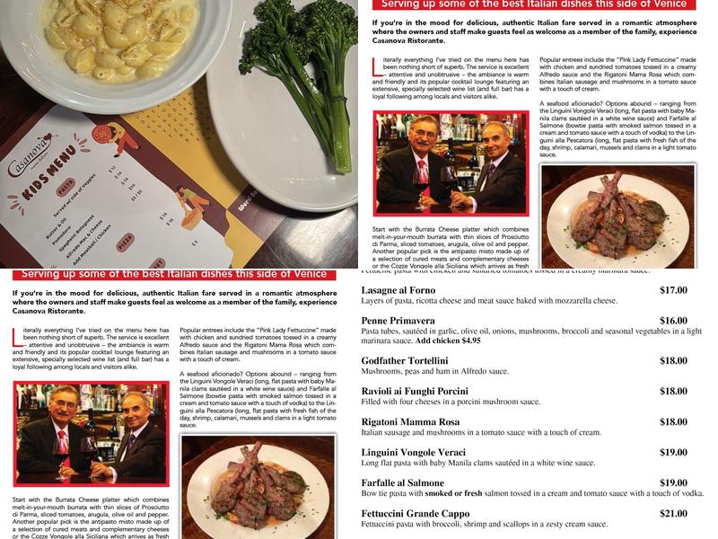 Casanova Ristorante Menu