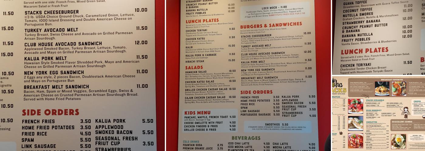 Stacks Pancake House Menu