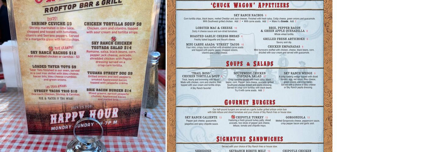 sky ranch saloon Menu