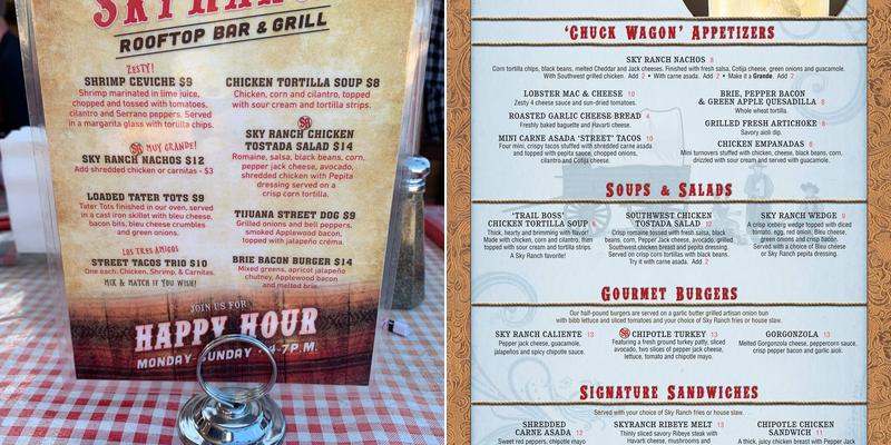 sky ranch saloon Menu
