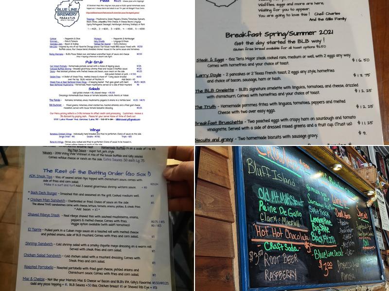 Blue Line Brewery Pizza & Pub Menu