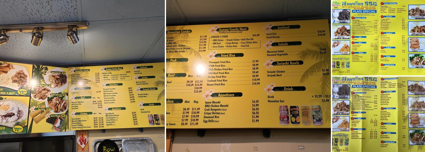 Yummy Hawaiian BBQ Menu