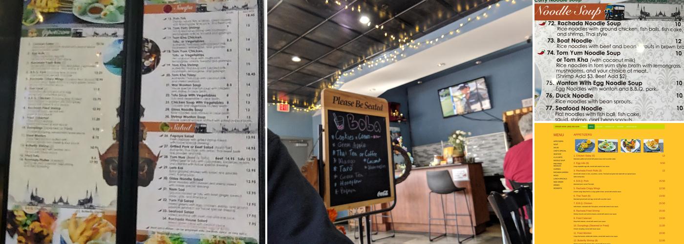 Rachada Thai Cuisine Menu