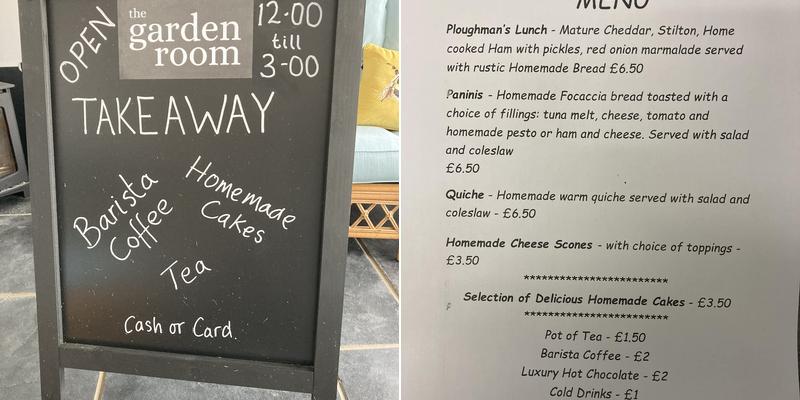 The Garden Room Cafe, Brandon Menu