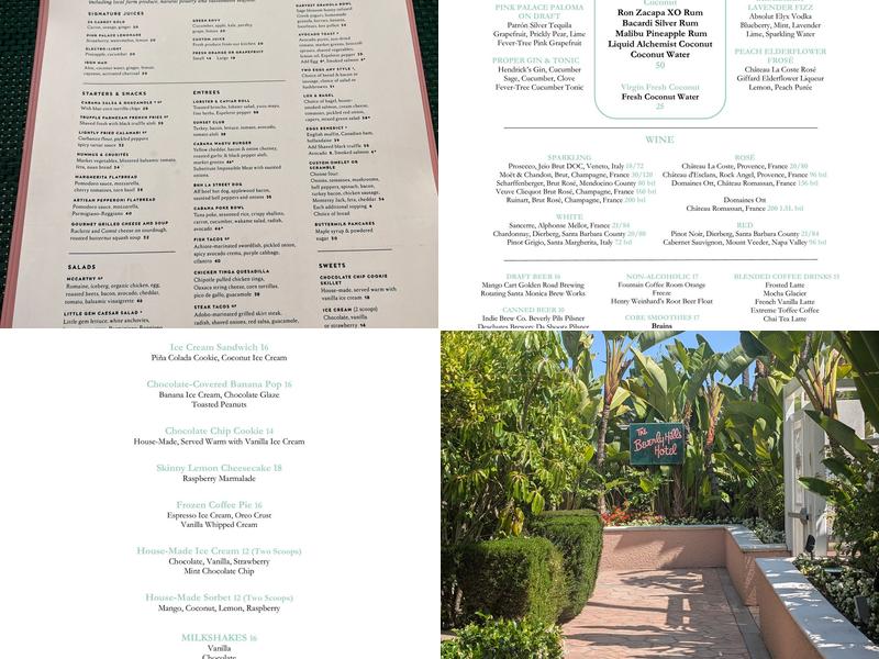 The Cabana Cafe Menu