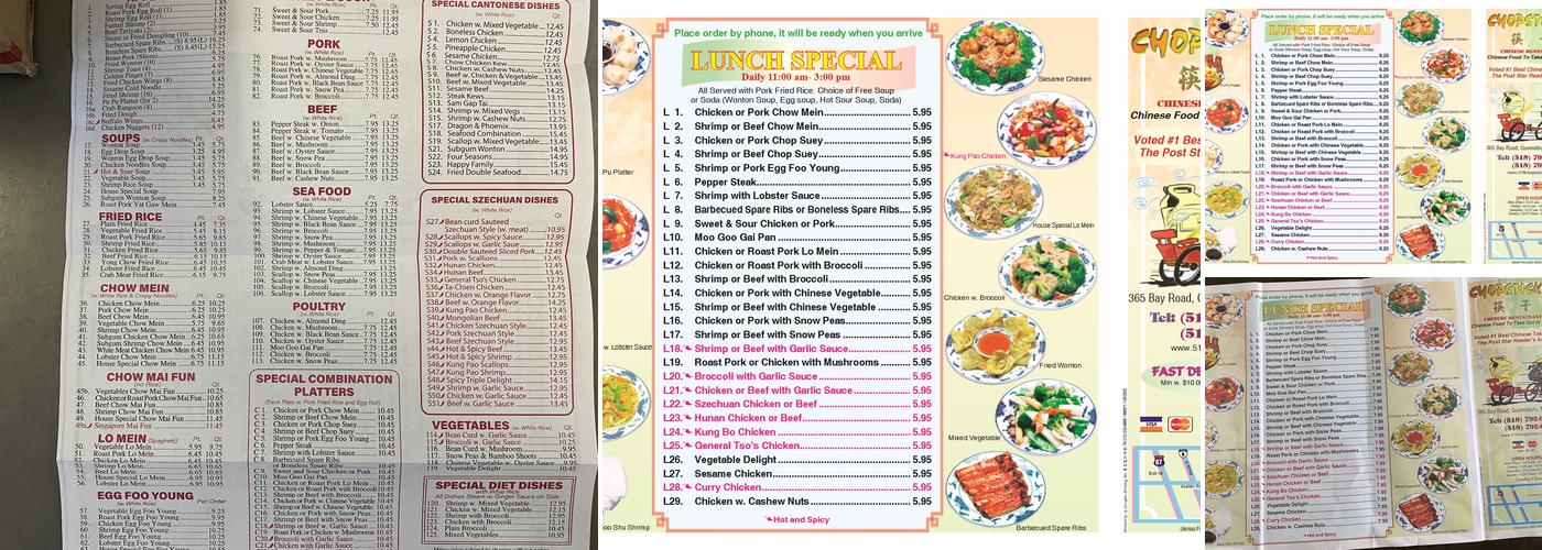 Chopsticks Menu