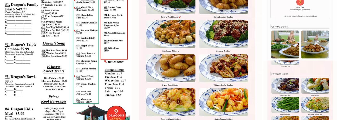 9 Dragons Menu