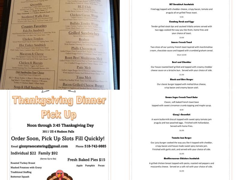 Ginny Rae's Diner Menu