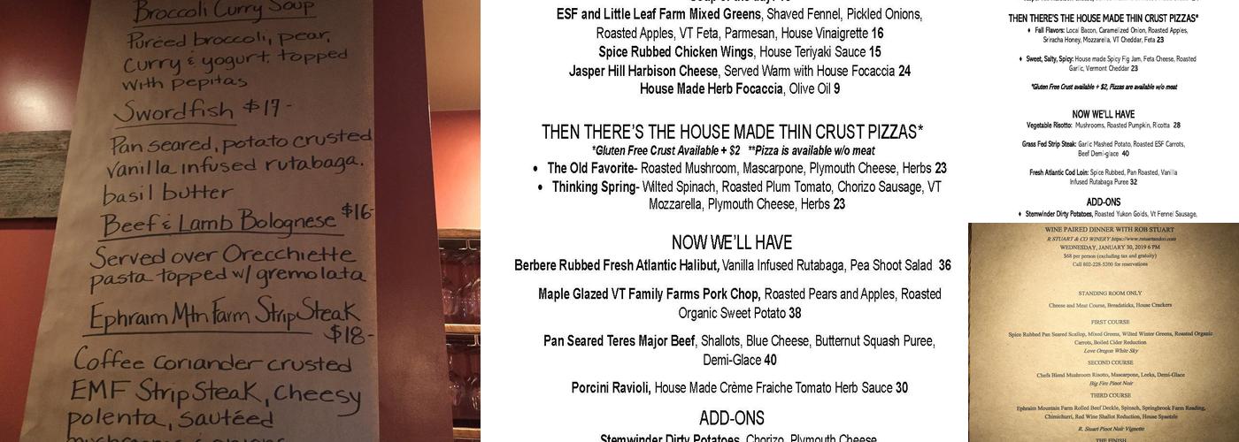 Stemwinder Menu