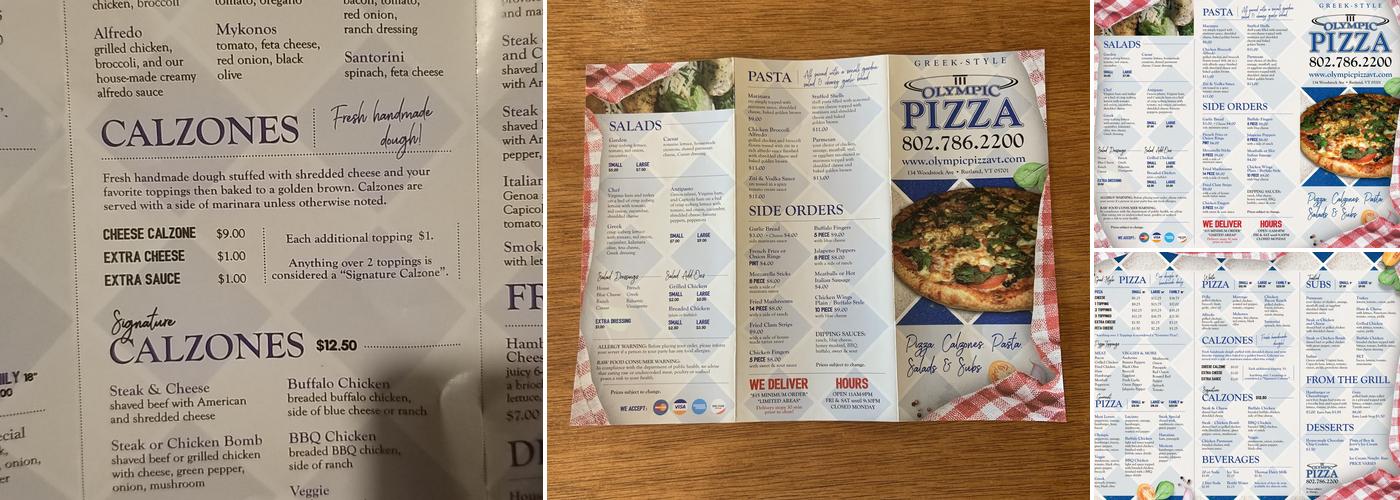 Olympic Pizza Pub Menu