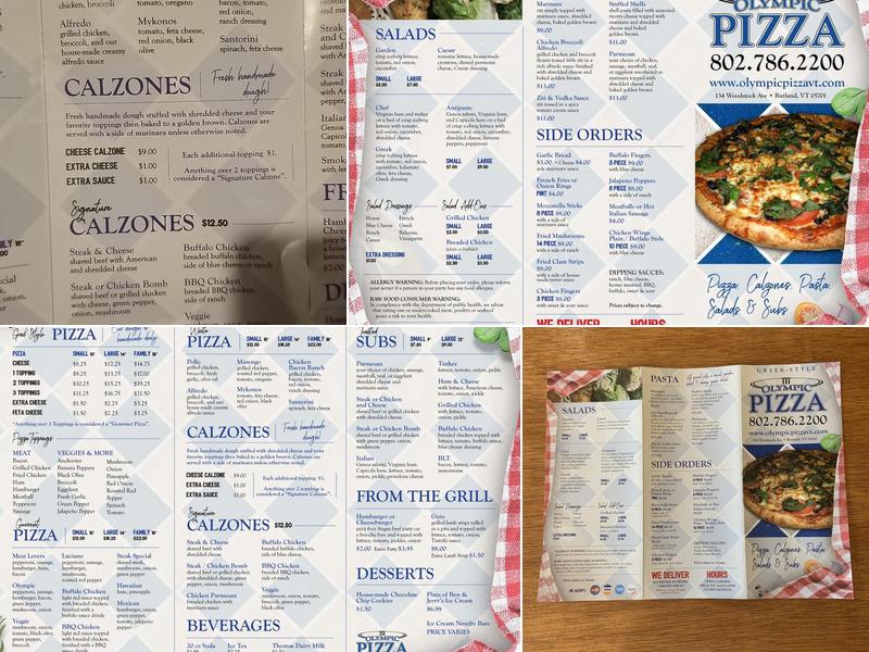 Olympic Pizza Pub Menu