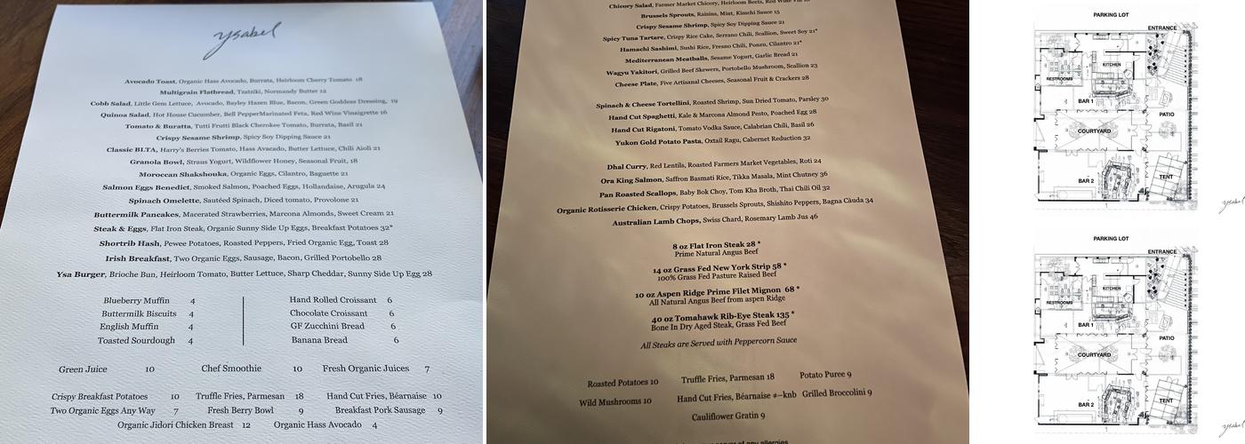 Ysabel Menu