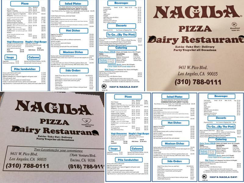 Nagila Pizza Menu