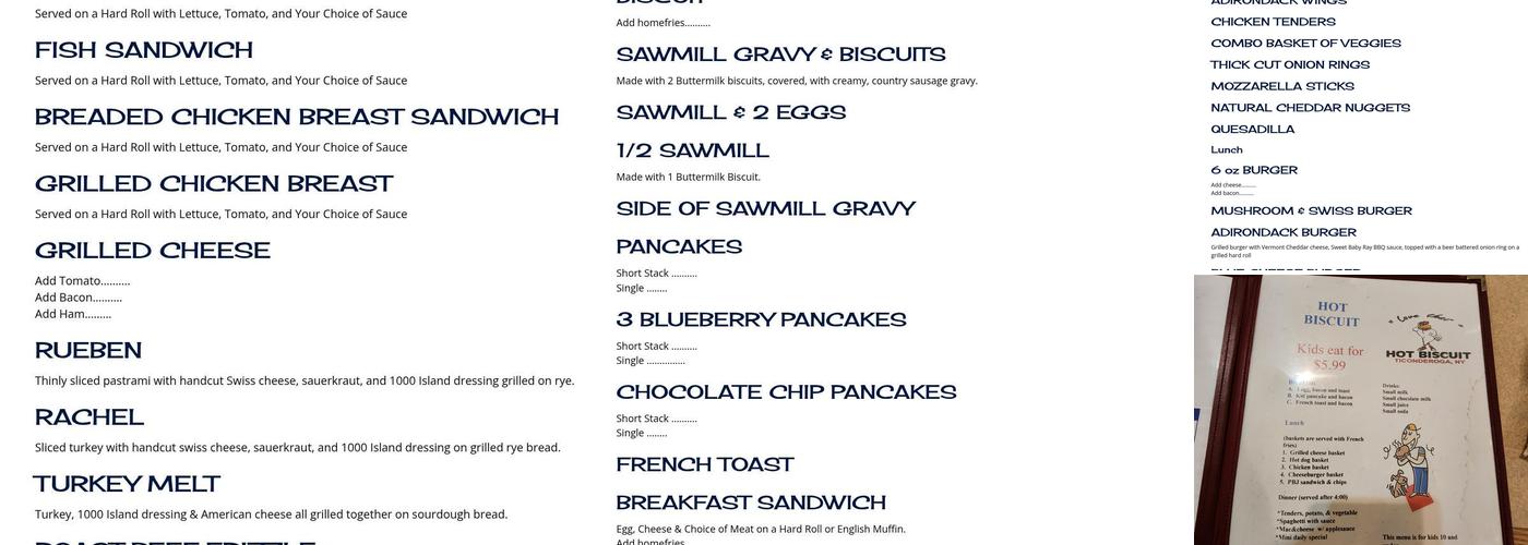 Hot Biscuit Diner Menu