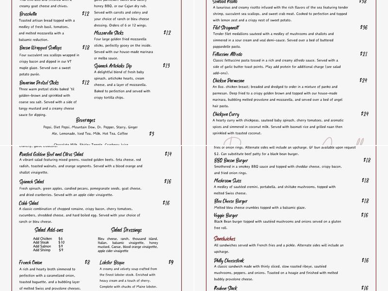 Burgoyne Grill Menu