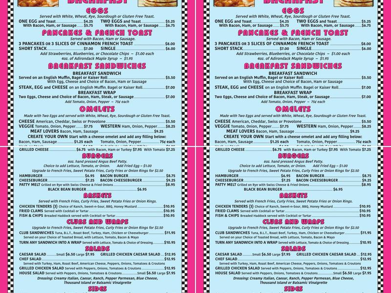Burleigh's Luncheonette Menu