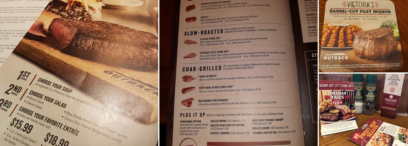 Outback Steakhouse Menu
