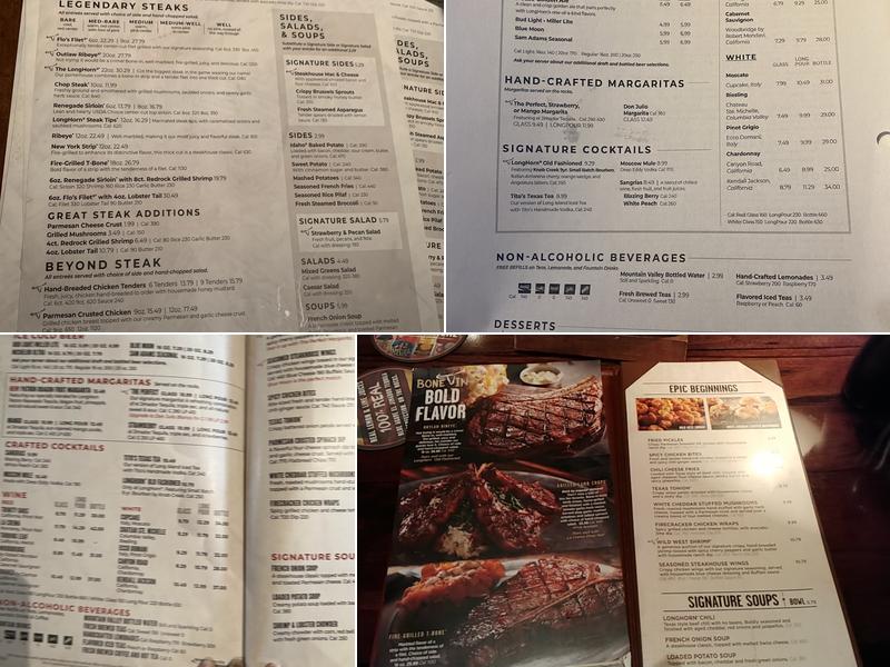 LongHorn Steakhouse Menu
