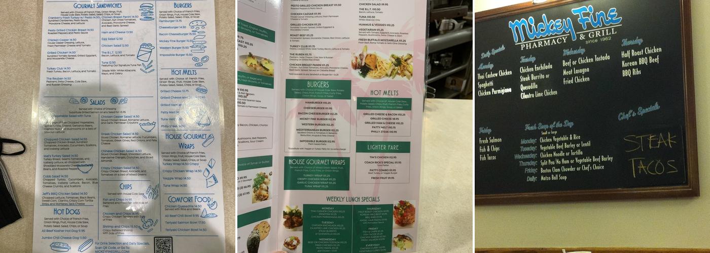 Mickey Fine Grill Menu