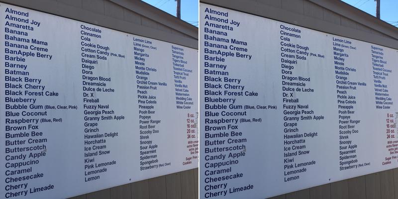 Sno-T-Go Menu