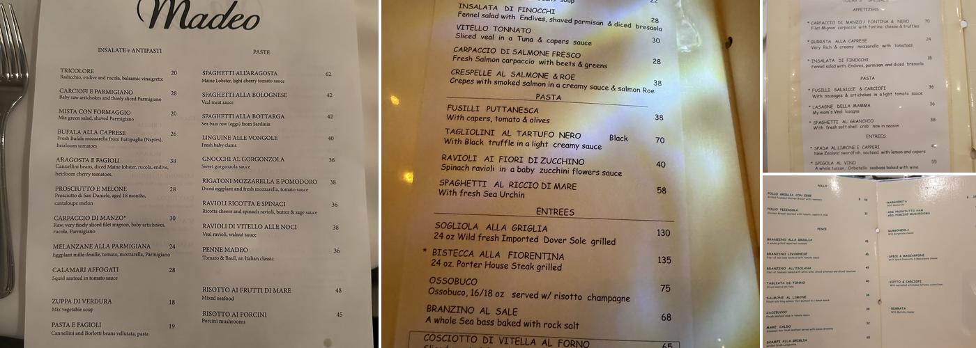 Madeo Restaurant Menu