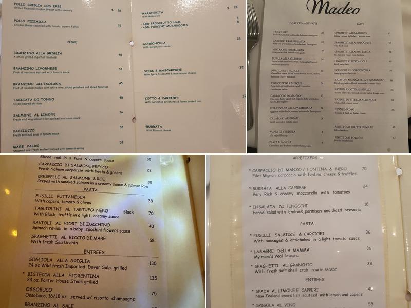 Madeo Restaurant Menu