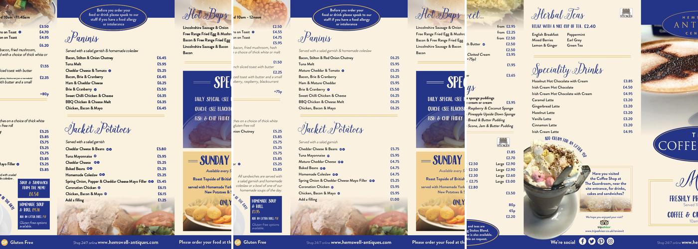Hemswell Antique Centres Menu